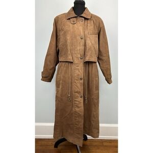 Vintage 90's Wilsons Adventure Bound Leather Trench Coat Thinsulate Womens S